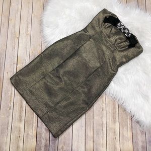 Badgley Mischka Gold Metallic Sheath Dress Size‎ 2